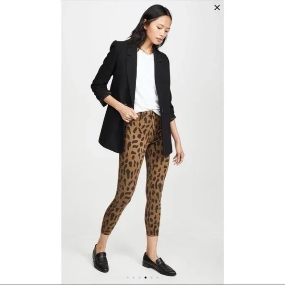 L'AGENCE Animal Print straight Leg jeans brown color size  XS/24